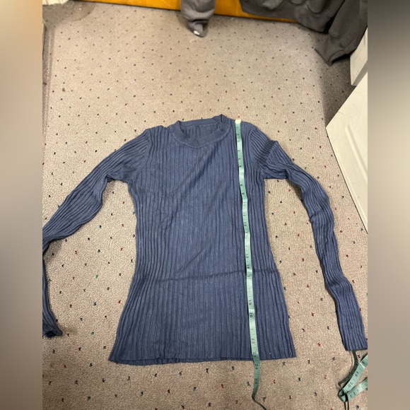 Women Basic Crew Neck Ribbed Tops Solid Knitted Jumper With Thumb Hole - Picture 2 of 5